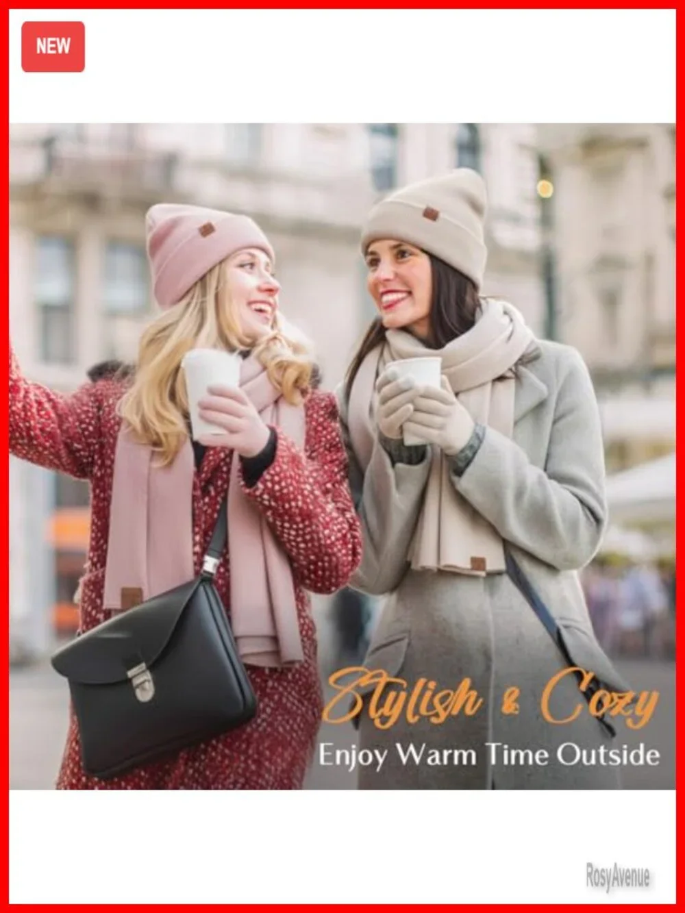 Warm Winter Hat Scarf Gloves Headband Set Fleece Lined Touchscreen Gloves